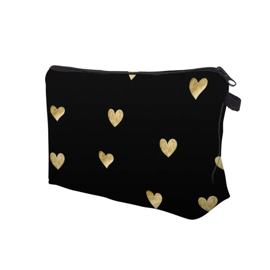 Aiphamy Cute Travel Makeup Bag Cosmetic Bag Small Pouch Gift for Women (Brushed Gold Heart)