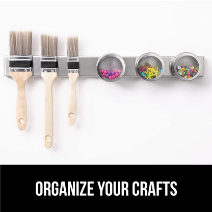 GORILLA GRIP Stainless Steel Magnetic Knife Holder for Wall, Multi-Purpose Magnet Bar for Knives, Tools, Art Supplies, Heavy Duty Strip Holds Up to 6 lbs, Kitchen Organizer, Drilling Required, 10 Inch