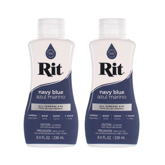 Rit Dye Multi-Purpose Liquid 8 OZ. | Great for Clothing, Accessories, Décor, and Much More | 2-Pack, Navy Blue