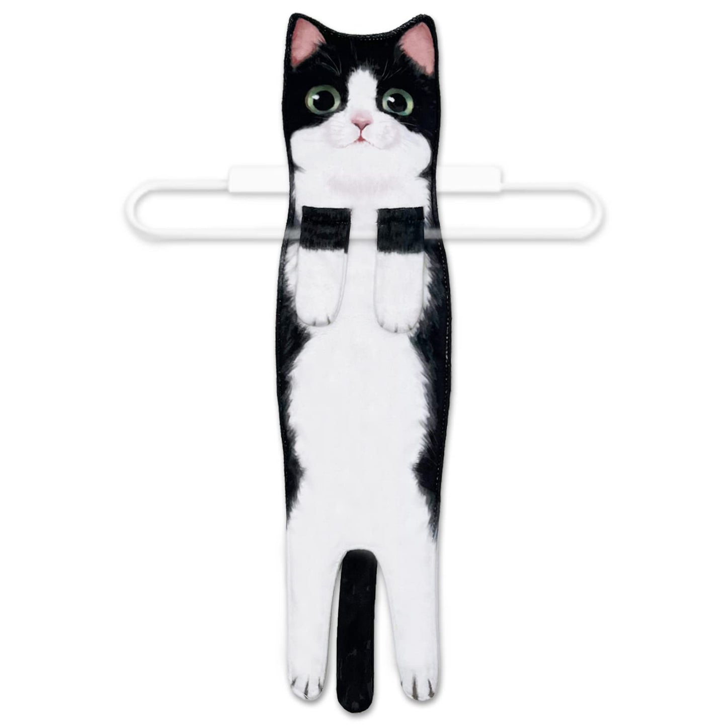 Hawgiman Hand Towels for Bathroom Kitchen,Cute Cat Quick-Dry Hanging Hand Towels Decorative for Bathroom Face Towels,Funny Gifts for Cat Lovers (Black-White)