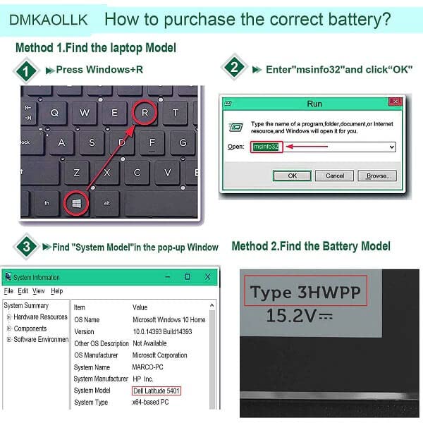 68Wh 3HWPP Replacement Battery for Dell Latitude 5410 5510 5501 5401 5411 5511 Precision 3541 3551,Inspiron 7706 2-in-1, Inspiron 17 7500 7506 2-in-1 Black 03HWPP 10X1J N2NLL 1VY7F 451-BCMN 15.2V