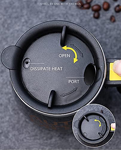 IAMPDD Self Stirring Mug Auto Self Mixing Stainless Steel Cup for Coffee/Tea/Hot Chocolate/Milk Mug for Office/Kitchen/Travel/Home -450ml/15oz The best gift（black）