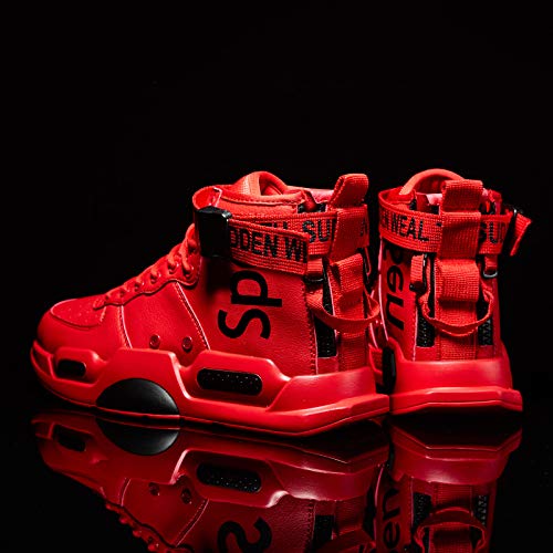 Ahico Mens Fashion Sneakers High Top Walking Shoes Sport Athletic Casual Shoe Vogue Stylish Men Red