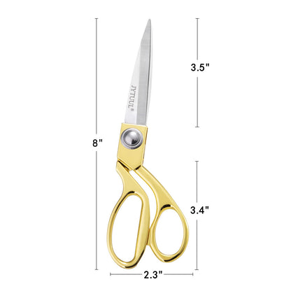 JYTUUL Professional Heavy Duty Tailor Scissors, Sharp Stainless Steel 8" Gold Dressmaker Shears Multipurpose Fabric Scissors Sewing Dressmaking Craft Scissors for Office and Home