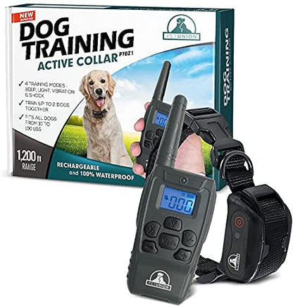 Pet Union PT0Z1 Premium Dog Training Shock Collar, Fully Waterproof, 1200ft Range (Charcoal)