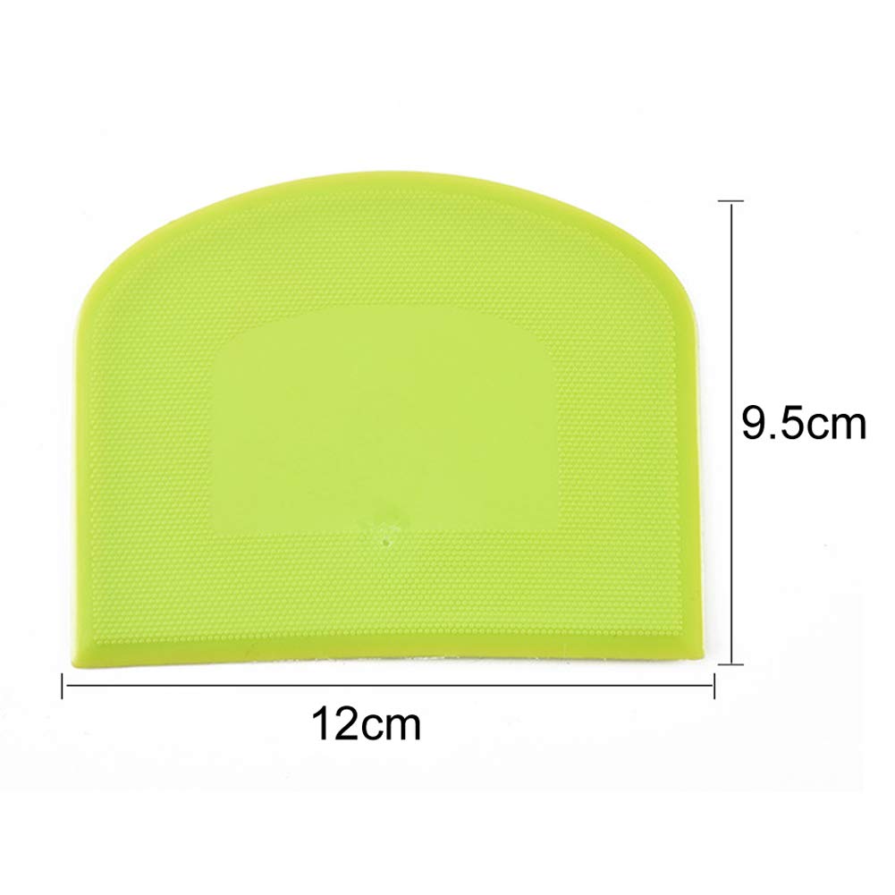 2 Pieces Dough Scraper Bowl Scraper Food-safe Plastic Dough Cutter Flexible Plastic Scraper Practical Bench Scraper Multipurpose Food Scrappers for Bread Dough Cake Fondant Icing, White, Green