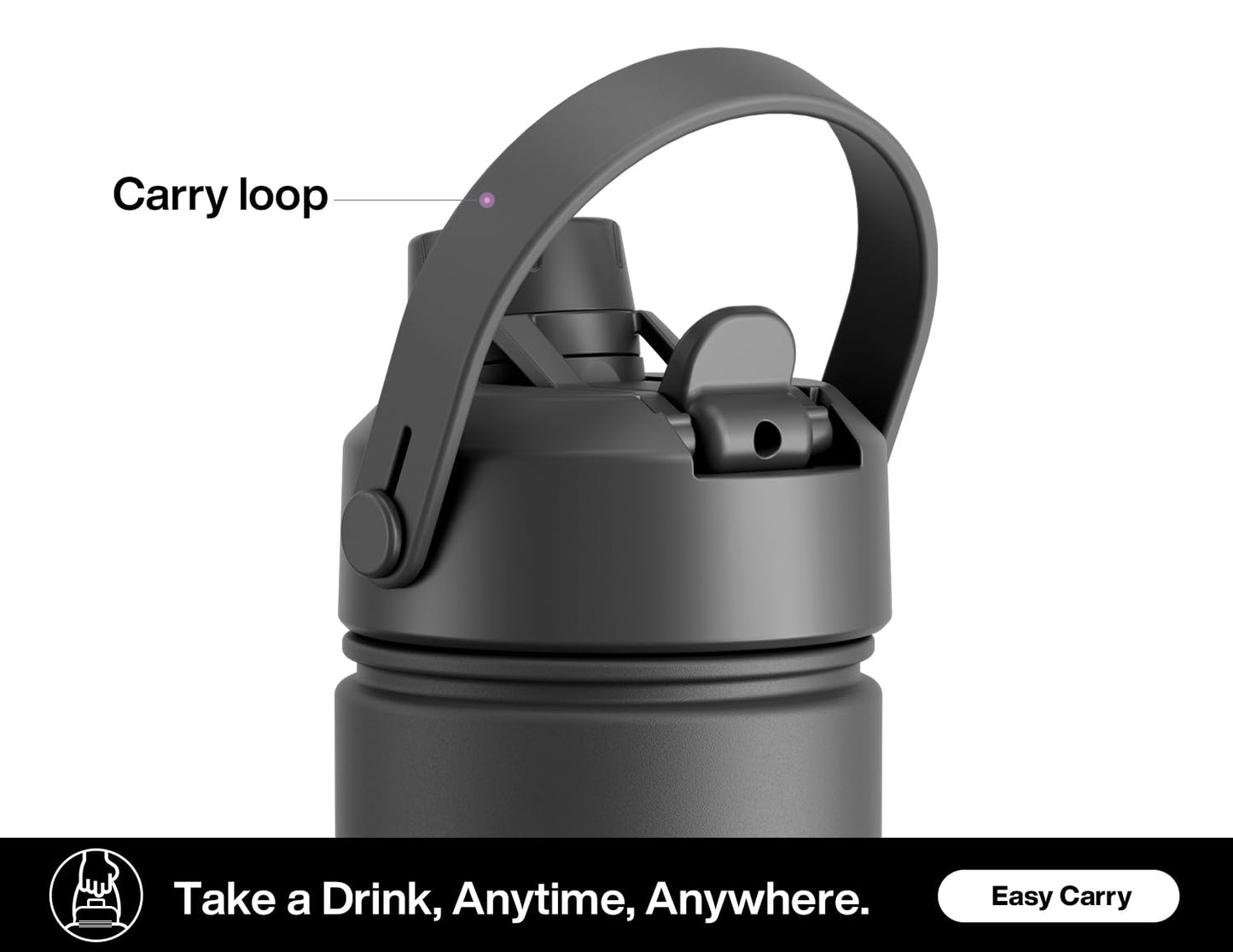 POWCAN 26 oz Insulated Water Bottle with 2-in-1 Straw and Spout Lid, Keep Cold 24H, Leak-Proof, Fits in Car Cup Holder, Stainless Steel Water Bottle for Sports, Travel, and School (Dark Knight)