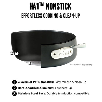 All-Clad HA1 Hard Anodized Nonstick Fry Pan 12 Inch Induction Oven Broiler Safe 500F, Lid Safe 350F Pots and Pans, Cookware Black