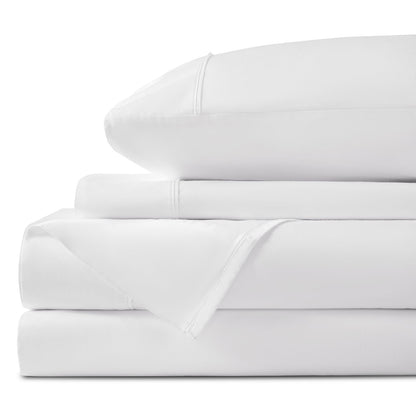 LBRO2M 100% Egyptian Cotton Sheets Set 1000 Thread Count,Queen Size Bed Sheet 4 Piece Sets,Long Staple,16 Inches Deep Pocket,All Season,Bedding Super Soft Breathable,Sateen Weave(White)