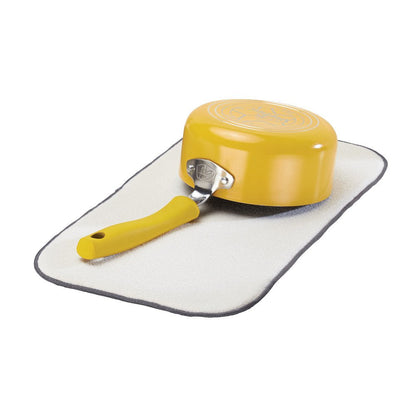 iDesign iDry Absorbent Kitchen Countertop Dish Drying Mat - 18" x 9", Mini, Pewter/Ivory