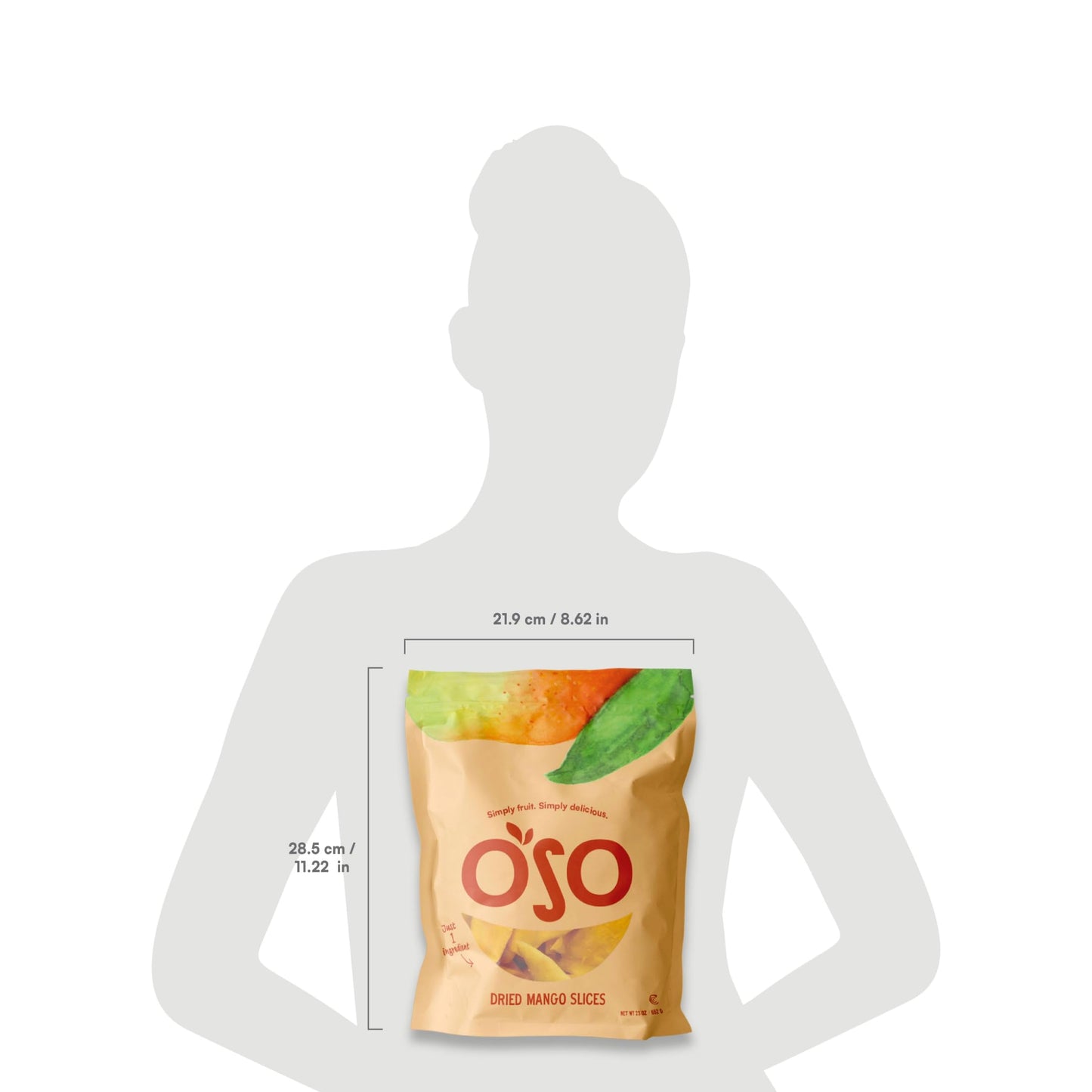 Oso Snacks Dried Mango Slices – Premium Quality, Large Pieces Only! No Added Sugar, No Preservatives, 100% Fruit! One Ingredient. No GMO. Vegan. Naturally Sweet & Delicious Healthy Snack.