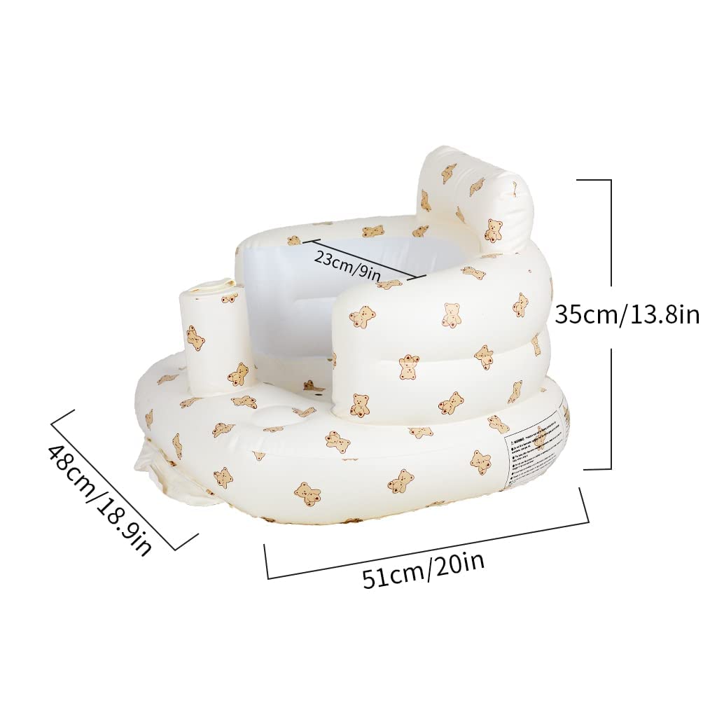 Mink Inflatable Baby Seat for Babies 3+ Months,Infant Floor Seats for Sitting Up,Portable Blow Up Baby Chair with Built in Air Pump, Ideal for Sitting Up and Learning to Play (Bear Cub)