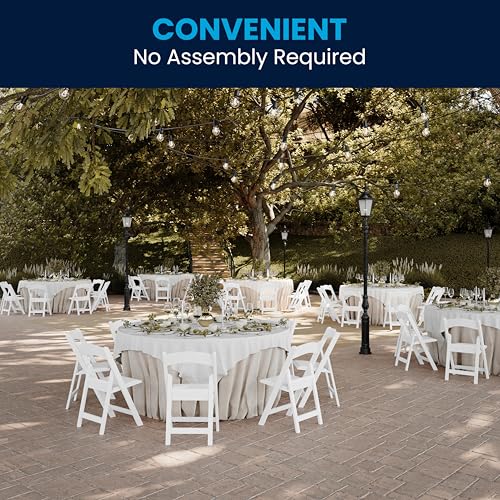 Flash Furniture Hercules Series Folding Chair - White Resin - Set of 4 800LB Weight Capacity Comfortable Event Chair - Light Weight Folding Chair