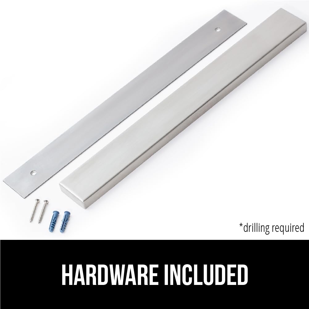 GORILLA GRIP Stainless Steel Magnetic Knife Holder for Wall, Multi-Purpose Magnet Bar for Knives, Tools, Art Supplies, Heavy Duty Strip Holds Up to 6 lbs, Kitchen Organizer, Drilling Required, 10 Inch