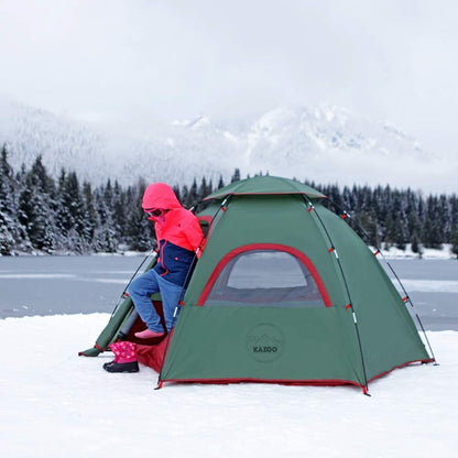 KAZOO Outdoor Family Tent Durable Lightweight, Waterproof Camping Tents Easy Setup, Beach Screen Tent Sun Shade 3 Person (Green)