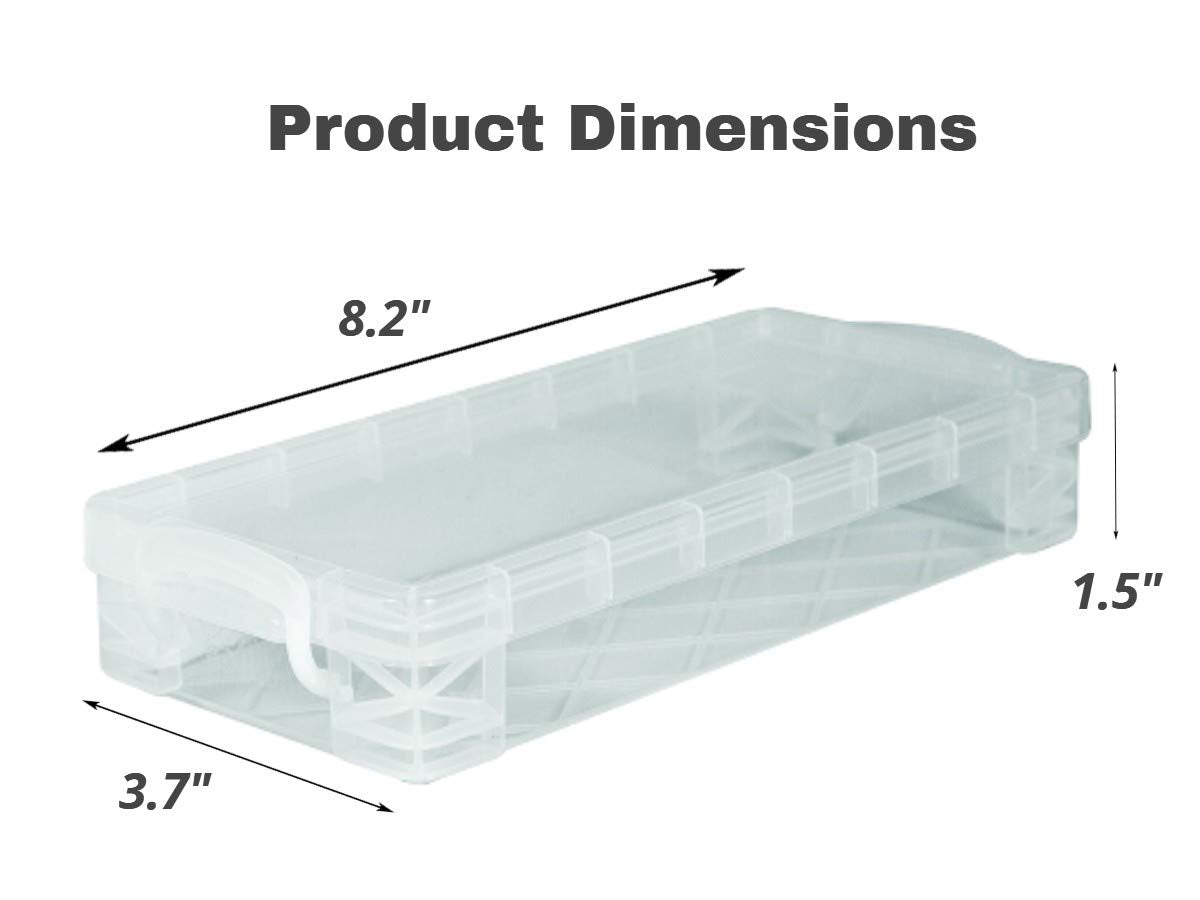 1InTheOffice Pencil Box, Stackable Translucent Clear 8.25 x 1.5 x 4 Inches, (4 Pack)