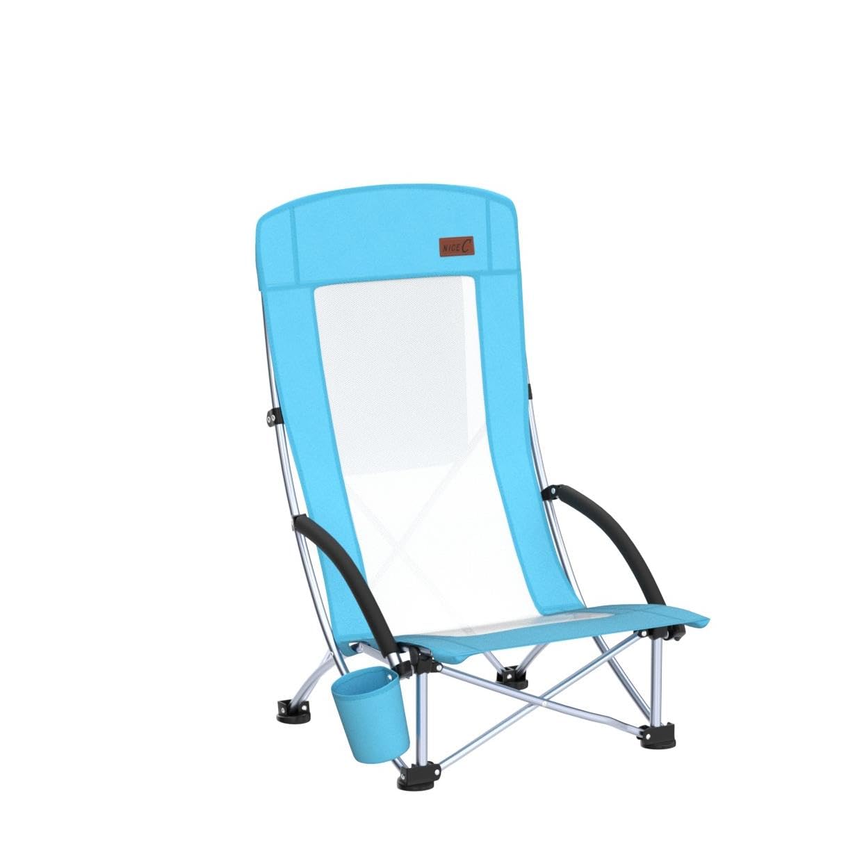 Nice C Beach Chair, Beach Chairs for Adults 2 Pack w/Cooler Compact High Back, Cup Holder & Carry Bag & Heavy Duty Outdoor, Camping, BBQ, Travel, Picnic, Festival (Set of 2 Blue)