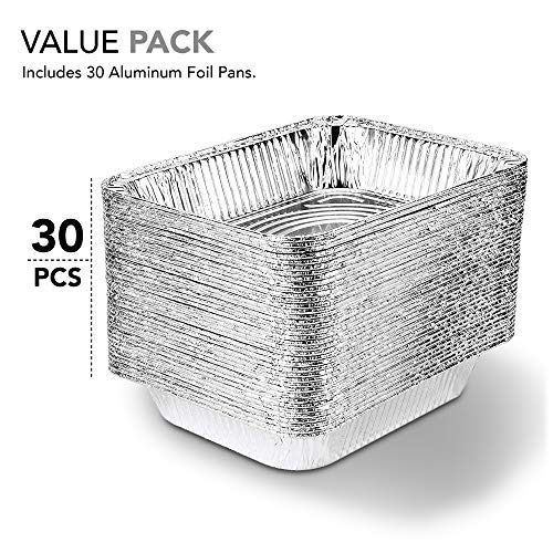 Aluminum 9x13 Disposable Foil (30 Pack) – Half Size Deep Steam Table for Cooking, Heating, Storing, Prepping Food