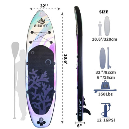AISUNSS Inflatable Paddle Board for Adult, Paddle Board for All Skill Levels, Wide SUP Board with Primium Accessories Include SUP Carry Bag, Hand Pump, 10L Waterproof Bag and Adj Paddle