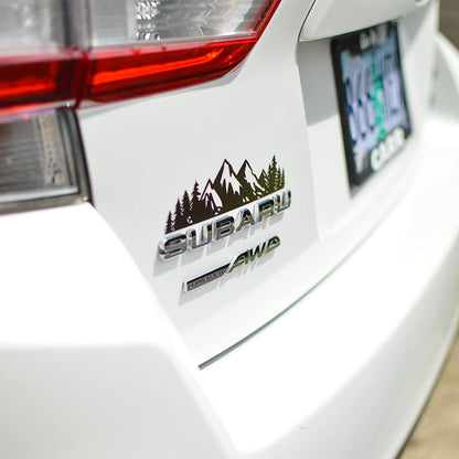 7 inch Snow Mountain Tree Stickers for Car, Mountains Graphic Logo Decals, Premium Badge Decals for Car Trunk Tailgate Emblem, Car Decoration Accessories for Truck, SUV, Sedan (Black Mountain/1 PCS)