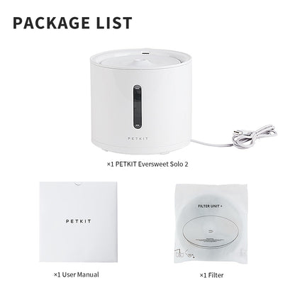 PETKIT EVERSWEET Solo 2 Cat Water Fountain with Wireless Pump, Ultra Quiet 70oz/2L Pet Water Fountain for Cats and Dogs Inside, 3 Working Modes, Visualization Window, App Control