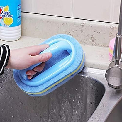 KOKSI 2-Piece Cleaning Brush for Bathroom Kitchen Bathtub Toilet Cleaner All Purpose Shower Sponge Scrubbing Brush with Ergonomic Handle