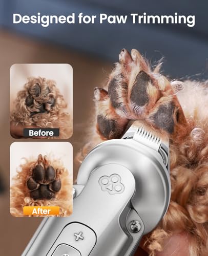 oneisall Small Dog Clippers and Paw Trimmer with Low Noise, 4 - in - 1 Cordless Dog Grooming Kit with 3 - Level Speed Clippers (7000 RPM) for Grooming Thick Hair, Waterproof Shaver for Dogs and Cats