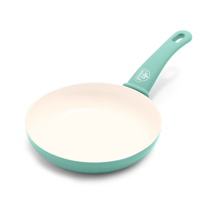 GreenLife Nonstick 8" Frying Pan Skillet, Non-Toxic PFAS-Free Ceramic Nonstick, Dishwasher & Oven Safe, Stay-Cool Handles, Wobble Free, Turquoise