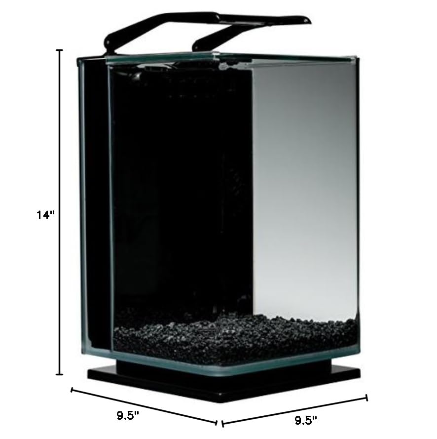 Marineland Portrait Glass LED Aquarium Kit, 5 Gallons, Hidden Filtration,Black