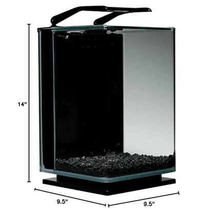 Marineland Portrait Glass LED Aquarium Kit, 5 Gallons, Hidden Filtration,Black