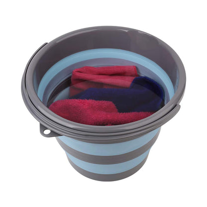 2 Pack Collapsible Plastic Bucket with 2.6 Gallon (10L) Each, Foldable Round Tub for House Cleaning, Space Saving Outdoor Waterpot for Garden or Camping, Portable Fishing Water Pail (Blue & Orange)