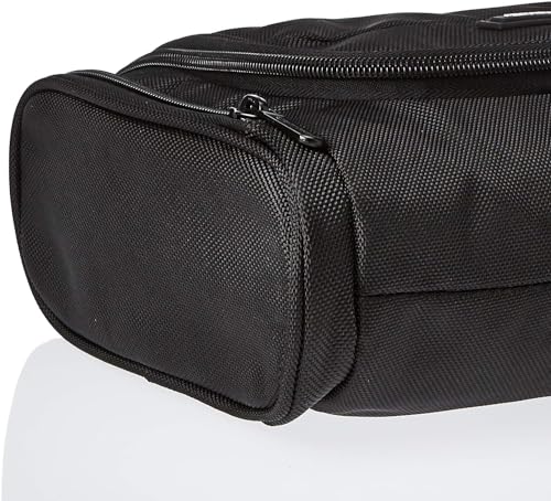 Amazon Basics Travel Toiletry Bag for Men and Women, Hanging Toiletry Bag, Dopp Kit with 2 Side Pockets, Multiple Interior Pockets, Durable 1680D Polyester, Handles Bathroom Spills/Splashes, Black