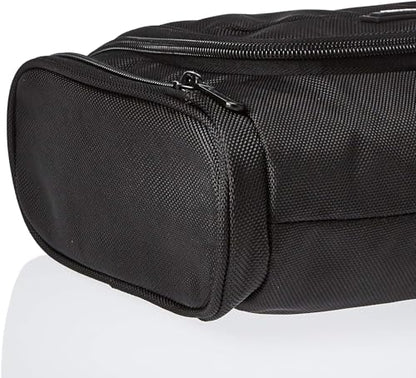 Amazon Basics Travel Toiletry Bag for Men and Women, Hanging Toiletry Bag, Dopp Kit with 2 Side Pockets, Multiple Interior Pockets, Durable 1680D Polyester, Handles Bathroom Spills/Splashes, Black