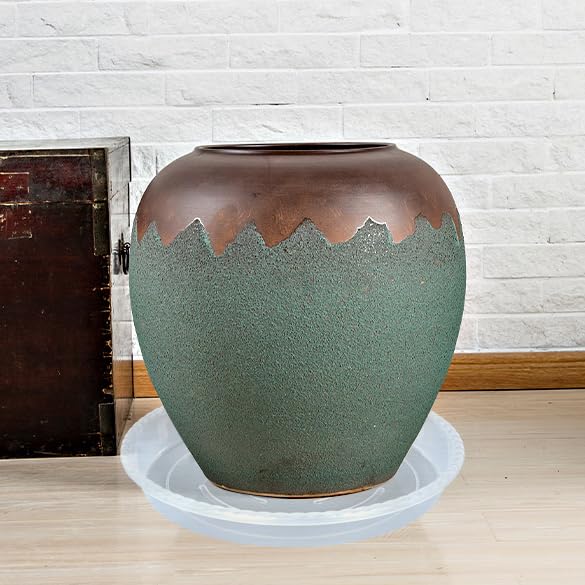 OVZILKI Plant Saucer 6 Pack of 12 inch, Clear Plastic Flower Plant Pot Saucer, Heavy Duty Plant Drip Trays Saucers for Indoor, Plant Water Tray for Planters