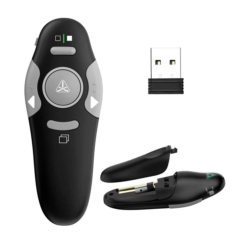 QUI Presentation Clicker Wireless Presenter Remote Clicker for PowerPoint Presentations, Wireless USB Presenter Slide Advancer for Mac, Keynote, Computer, Laptop