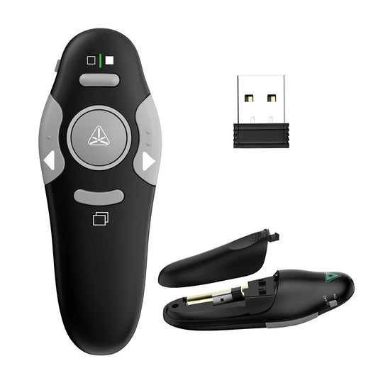 QUI Presentation Clicker Wireless Presenter Remote Clicker for PowerPoint Presentations, Wireless USB Presenter Slide Advancer for Mac, Keynote, Computer, Laptop