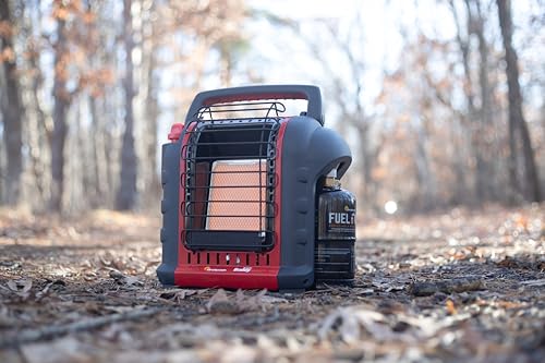 Mr. Heater Portable Buddy Heater MH9BX 4,000-9,000 BTU Indoor-Safe Propane Radiant Heater For Campers, Workshops, Job Sites, Patios & More - Red, Black
