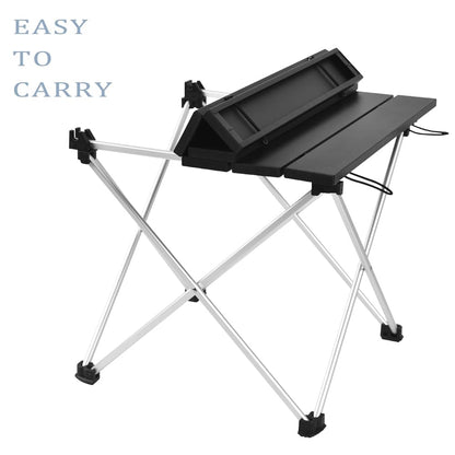 Grope Portable Camping Table with Aluminum Table Top, Folding Beach Table Easy to Carry, Prefect for Outdoor, Picnic, BBQ, Cooking, Festival, Beach, Home Use (Black-S)