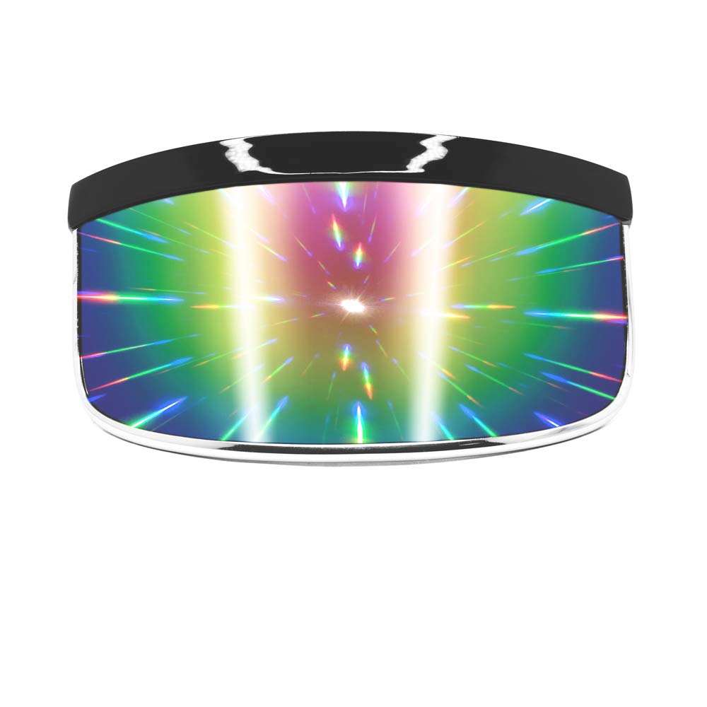 GloFX Rainbow Mirror Diffraction Visor Glasses – Cyberpunk Festival Essentials for Rave Outfits, Light Shows, Festivals & UV Protection, Must-Have Rave Accessories