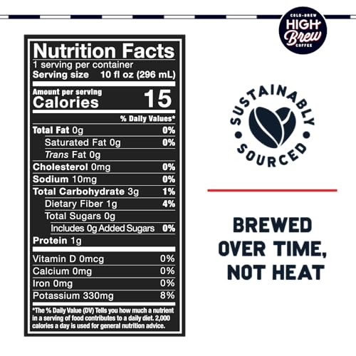 High Brew Coffee, Nitro Black, Cold Brew Coffee, Sugar Free, Dairy Free, 10 Fl Oz, Ready-To-Drink (Pack of 12)