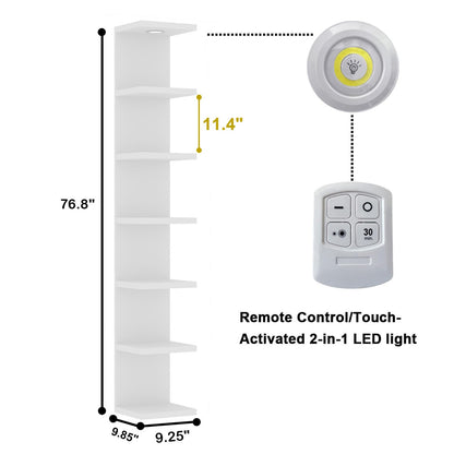 LitaEther Versatile 7 Tier Wall Shelf Unit,White Lack Wall Shelf,Display Floating Shelf with LED Remote Control Light