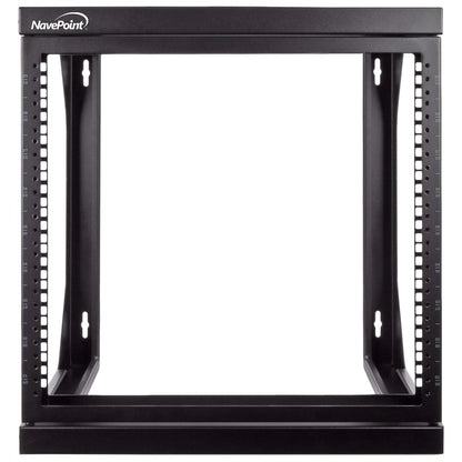 NavePoint 9U Open-Frame Server Rack for 19" IT Network Equipment & A/V Devices Free Standing or Wall Mount with 180 Degrees Gate Swing, Black