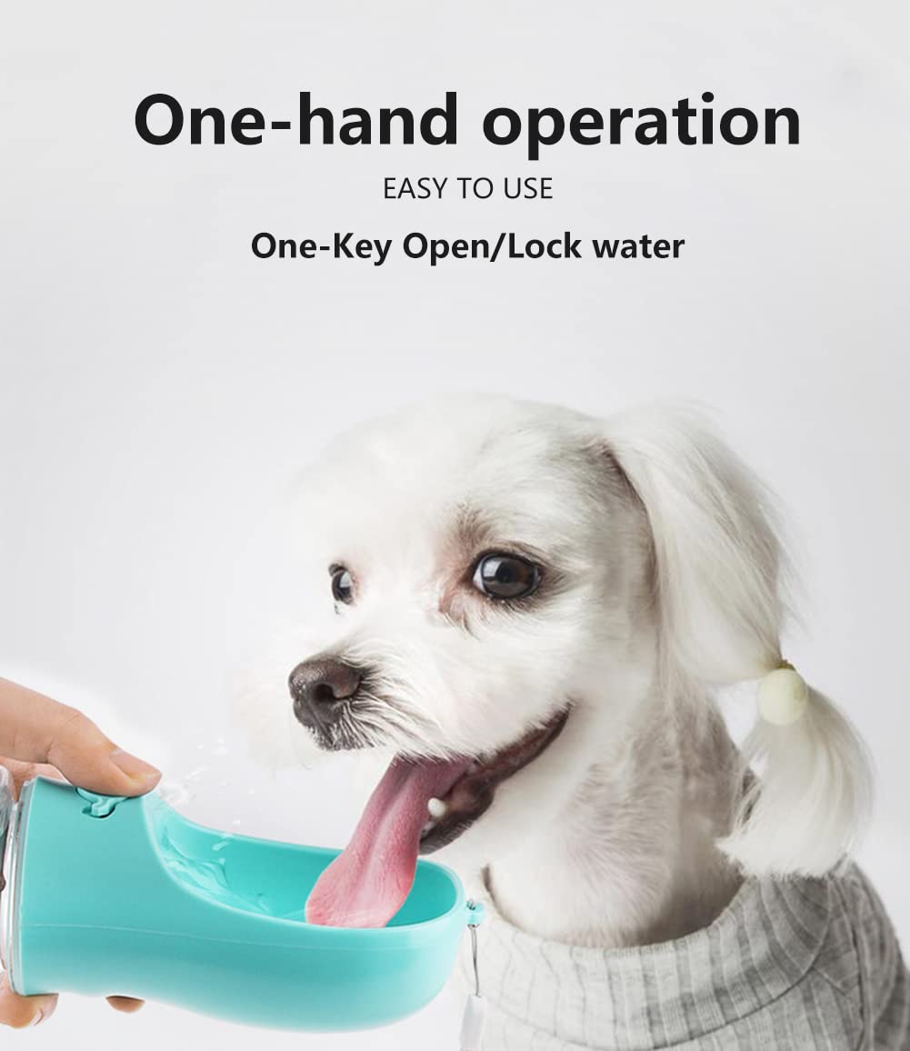 Kalimdor Dog Water Bottle, Leak Proof Portable Puppy Water Dispenser with Drinking Feeder for Pets Outdoor Walking, Hiking, Travel, Food Grade Plastic (12oz Blue)