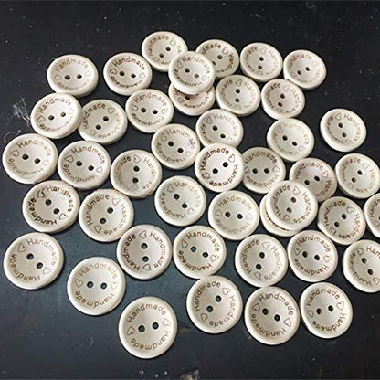 HengKe 100pcs Wooden Handmade Buttons, Assorted Wooden Sewing Buttons, 20mm