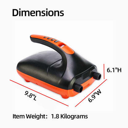 Tuomico 20PSI High Pressure SUP Electric Air Pump,Dual Stage Inflation Paddle Board Pump for Inflatable Stand Up Paddle Boards, Boats,Kayak,12V DC Car Connector