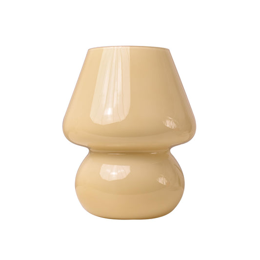 Mushroom Lamp,Vintage Glass Mushroom Bedside Table Lamps Yellow Murano Style Small Nightstand Desklamp Swirl Light for Home Decor, Dining, Living, Bedroom, Gift (Bright Yellow)