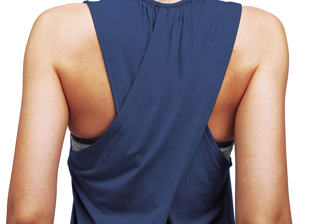 Mippo Workout Tops for Women Yoga Shirts Sleeveless Tank Gym High Neck Racerback Tank Tops Exercise Clothes Navy Blue XS