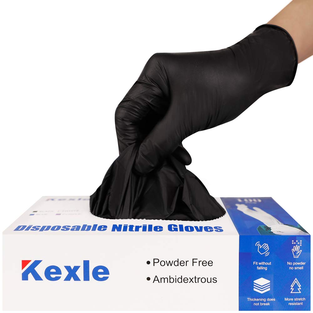 KEOELY Nitrile Disposable Gloves Pack of 100, Latex Free Safety Working Gloves for Food Handle or Industrial Use(Black,Medium)