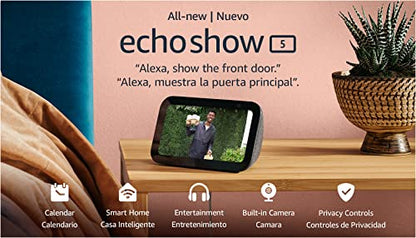 All-new Echo Show 5 (3rd Gen, 2023 release) | Smart display with deeper bass and clearer sound | International Version with US Power Adaptor | Charcoal