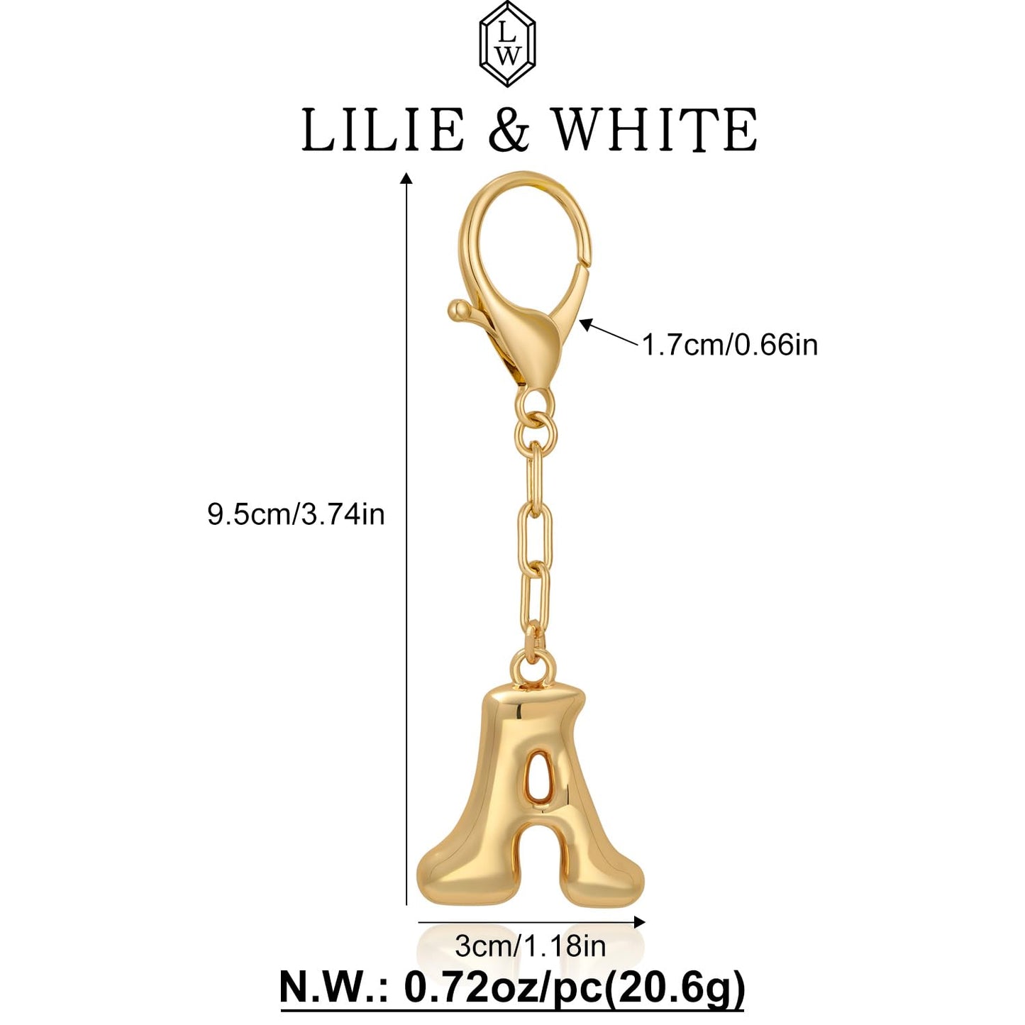 LILIE&WHITE Gold Keychain For Women With Letter Charm Gold Bag Charm Handbag Key Pendant Fashion Alphabet A Keychain Accessories Charms Jewelry Gift